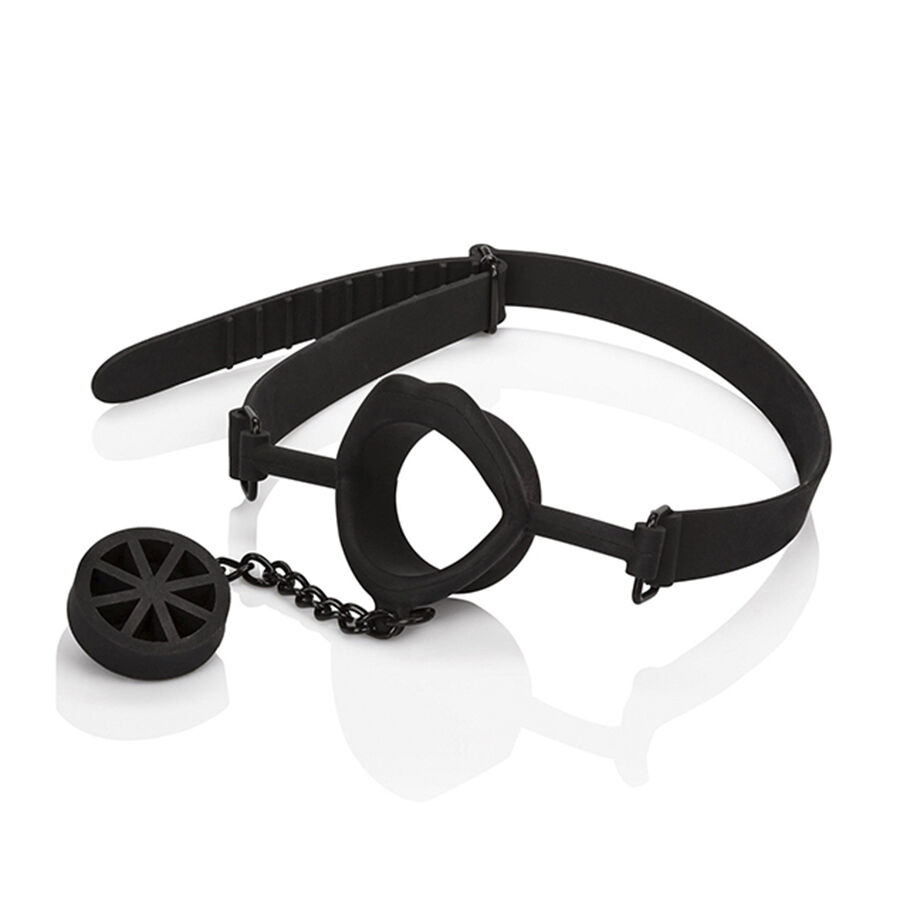 Bâillon Scandal avec plug en silicone noir — CALEXOTICS