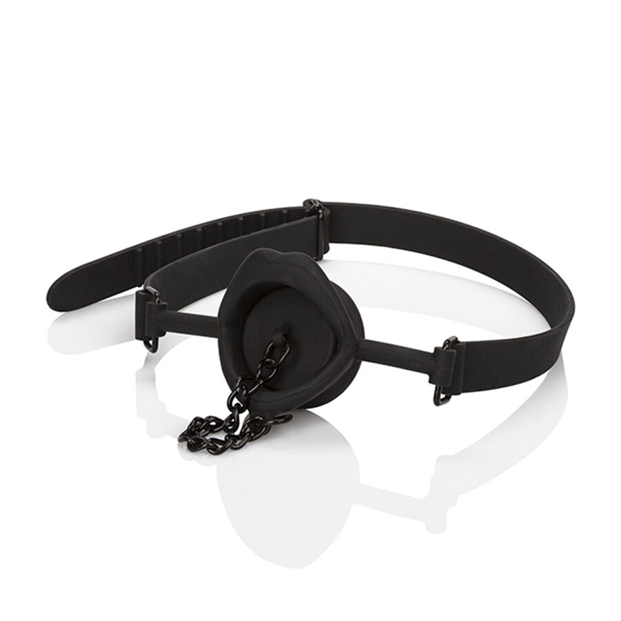 Bâillon Scandal avec plug en silicone noir — CALEXOTICS