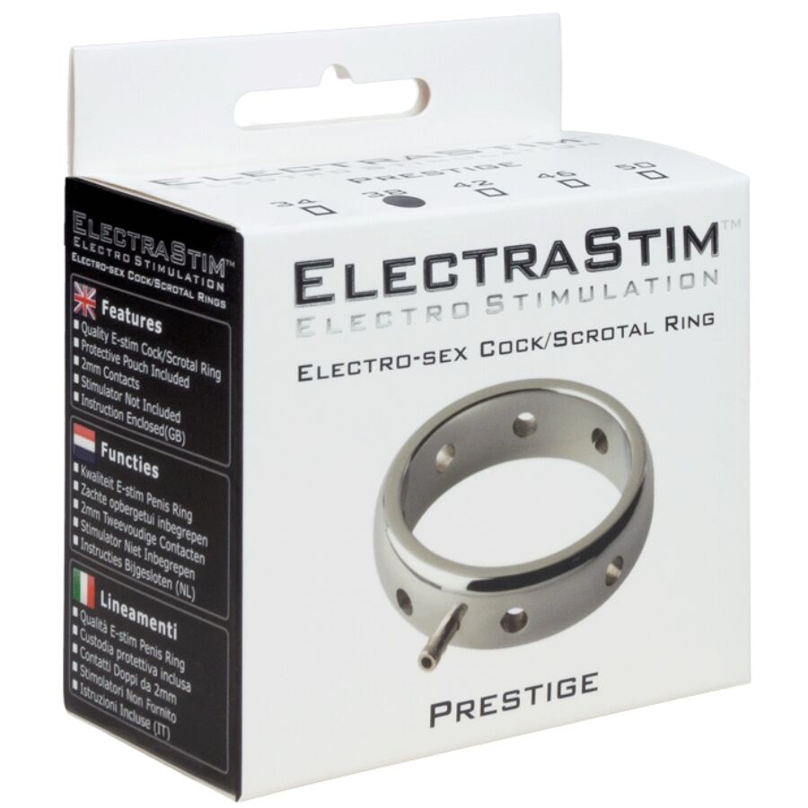 Anneau pénien électro Prestige en acier inoxydable 34 mm — ELECTRASTIM