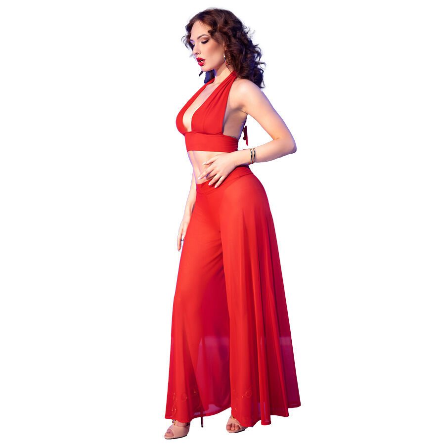 Ensemble haut et pantalon en voile de rouge — CHILIROSE SETS