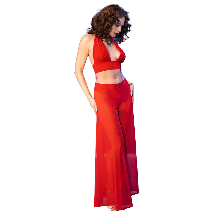 Ensemble haut et pantalon en voile de rouge — CHILIROSE SETS