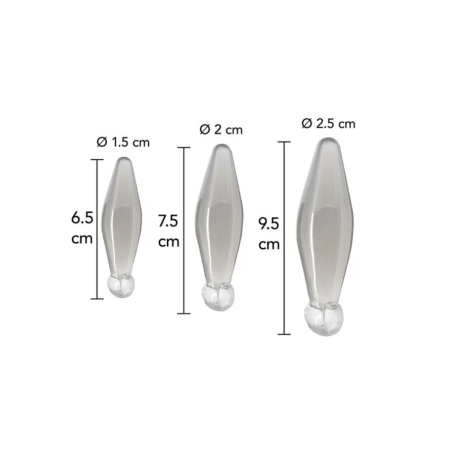 Ensemble de trois stimulateurs anaux digitaux transparents — TOYJOY