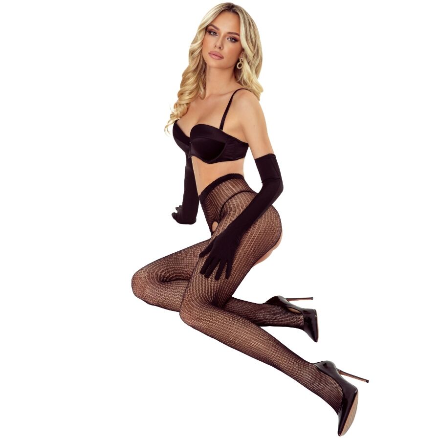 Collants noirs à entrejambe ouvert — PASSION WOMAN
