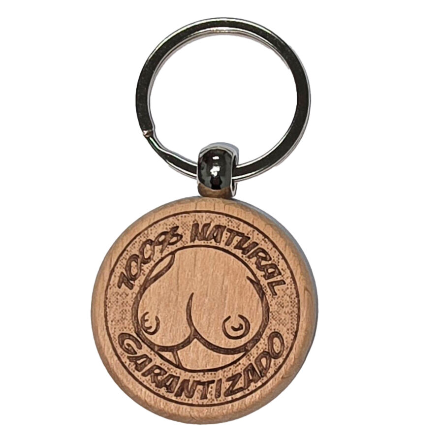 Porte-clés en bois sculpté forme poitrine — DIABLO PICANTE