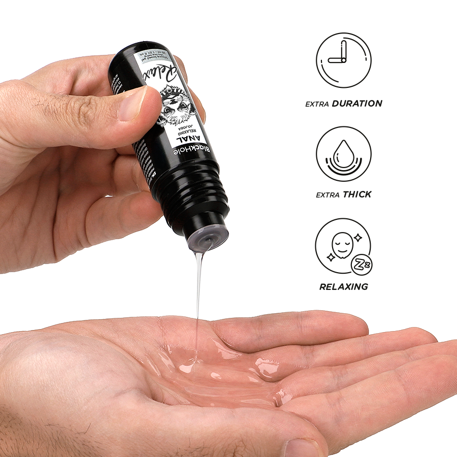 Lubrifiant anal relaxant au jojoba, base silicone — BLACK HOLE