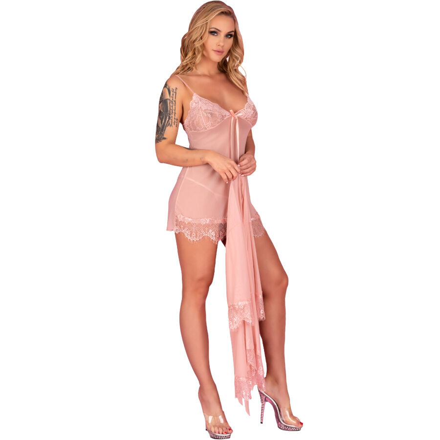 Ensemble nuisette et string Hyeona rose poudré — LIVCO CORSETTI SETS