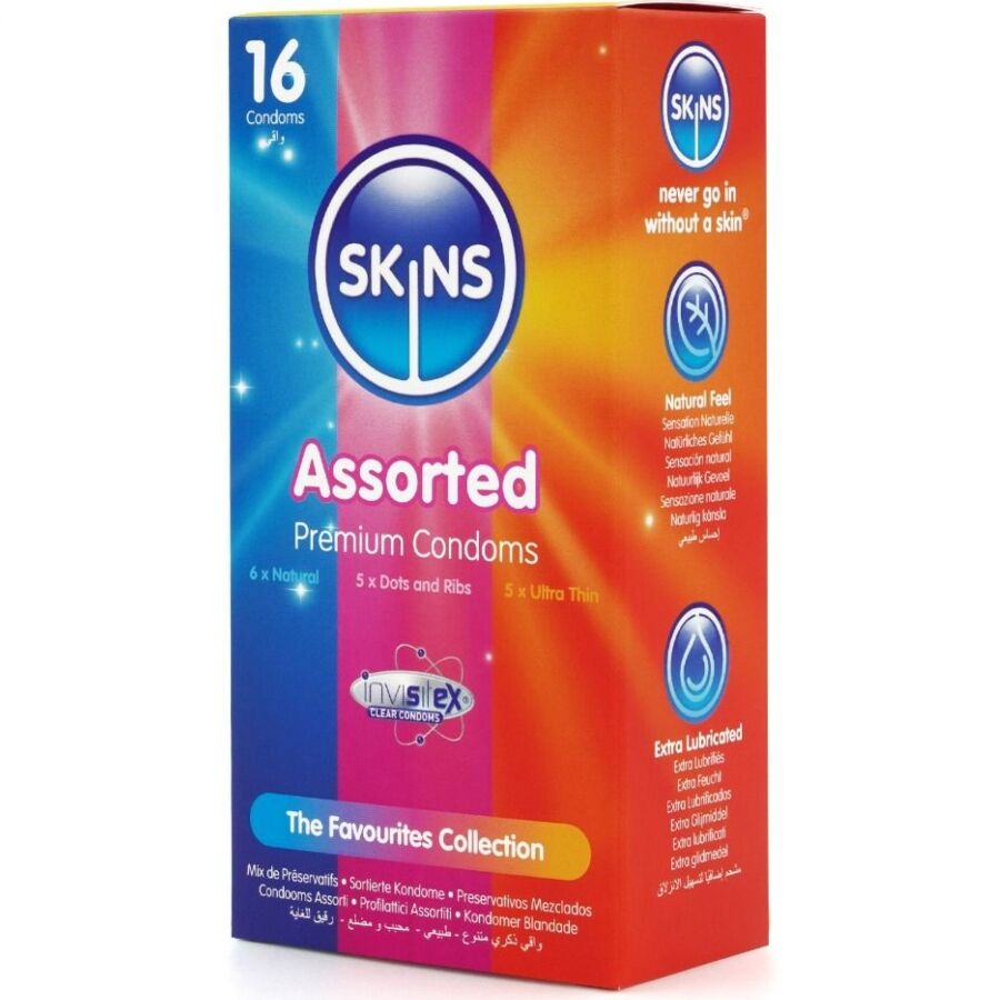 Assortiment de 16 préservatifs premium — SKINS