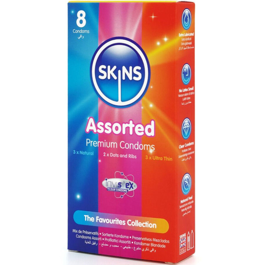 Pack de 8 préservatifs premium assortis — SKINS