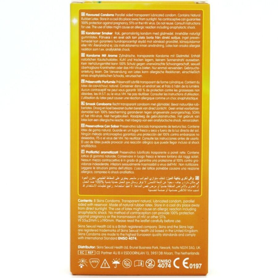 Préservatifs saveur banane extra lubrifiés pack de 8 — SKINS
