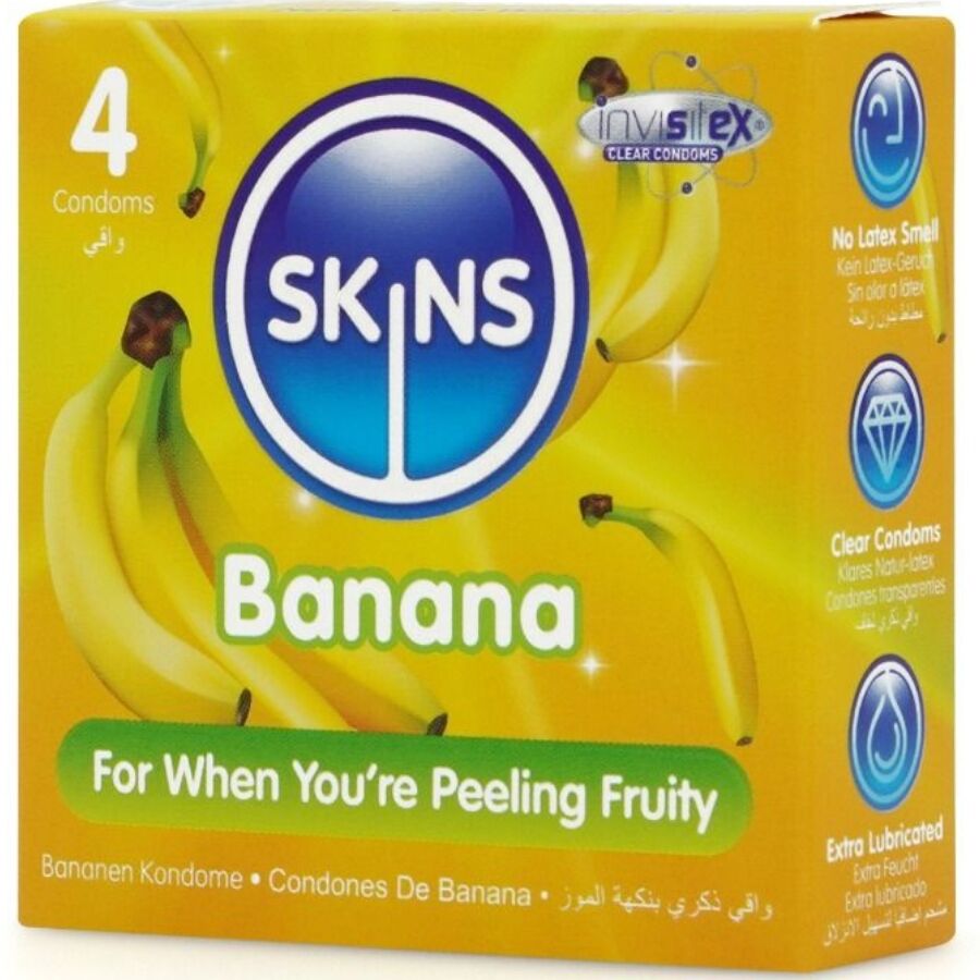 Préservatifs saveur banane, pack de 4 — SKINS