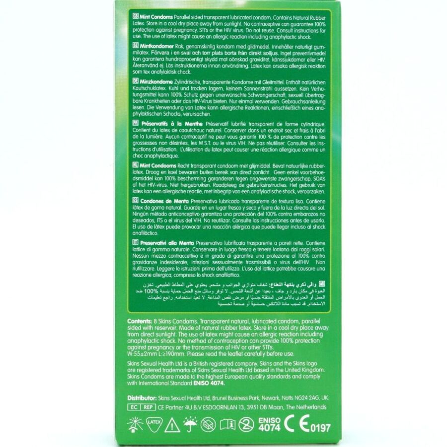 Pack de 8 préservatifs premium à la menthe — SKINS