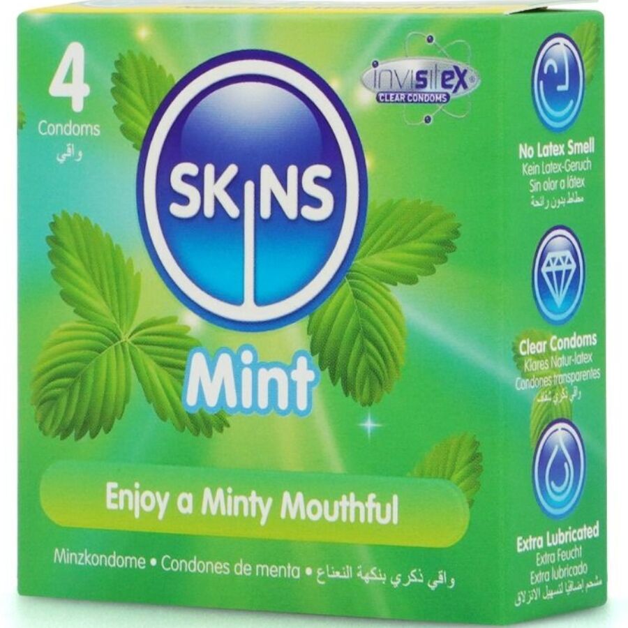 Pack de 4 préservatifs saveur menthe — SKINS