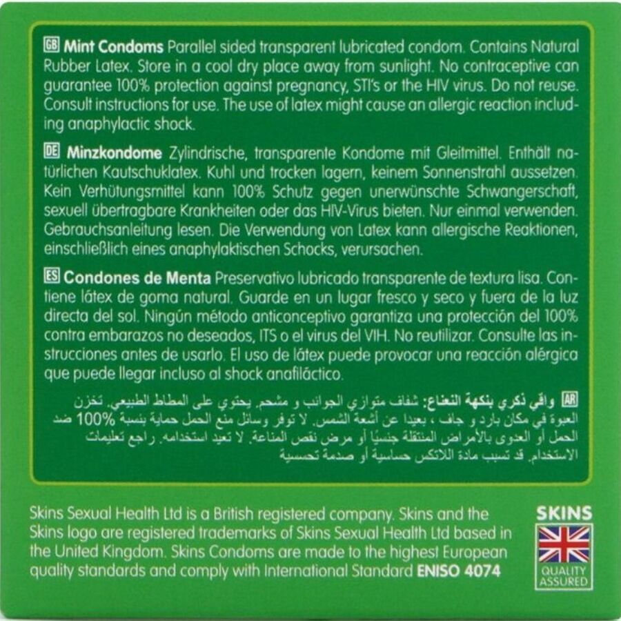 Pack de 4 préservatifs saveur menthe — SKINS