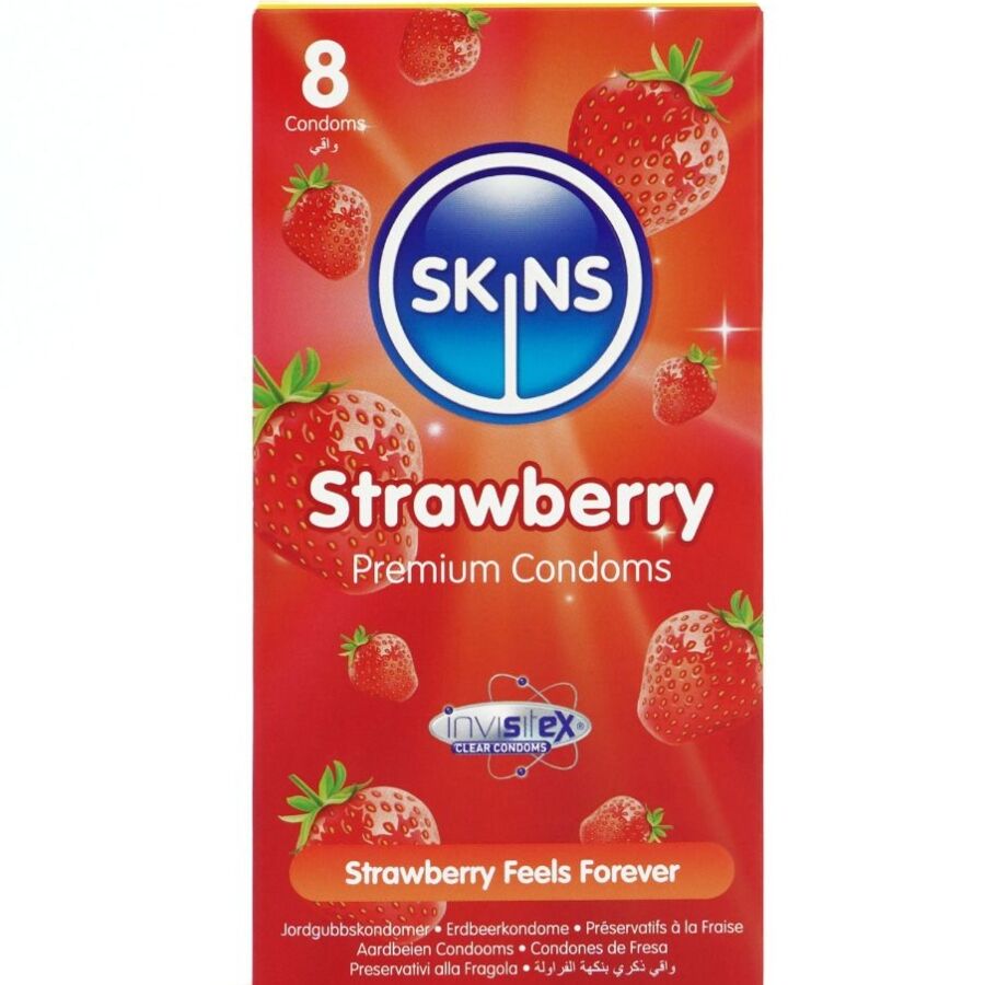 Pack de 8 préservatifs saveur fraise — SKINS