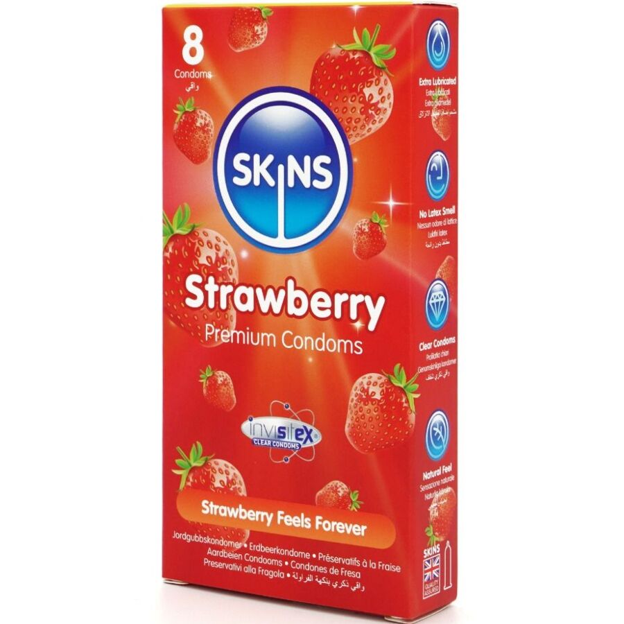 Pack de 8 préservatifs saveur fraise — SKINS