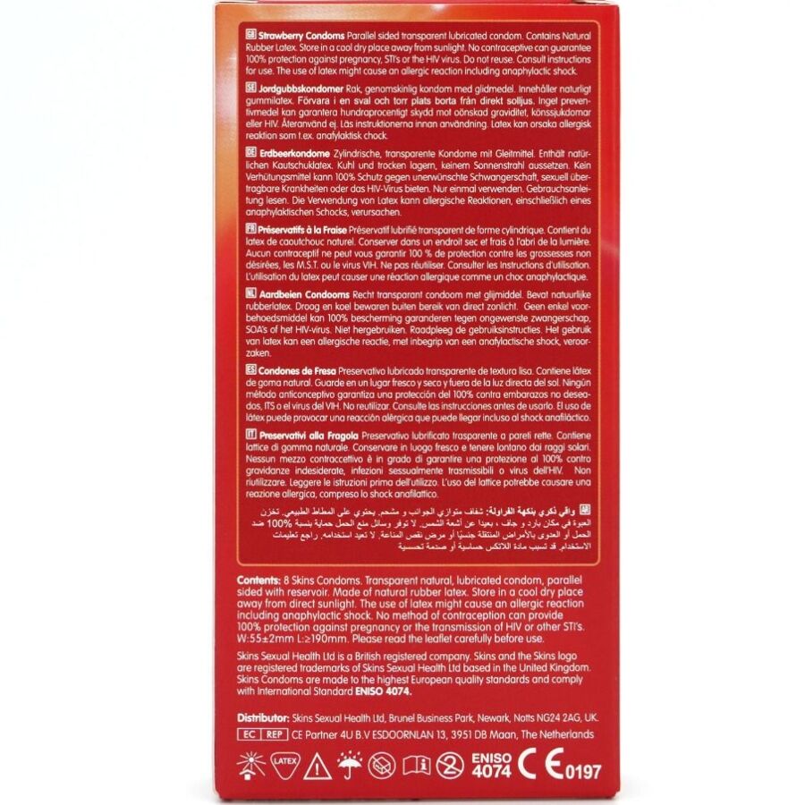 Pack de 8 préservatifs saveur fraise — SKINS