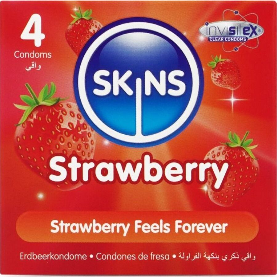 Pack de 4 préservatifs premium saveur fraise — SKINS