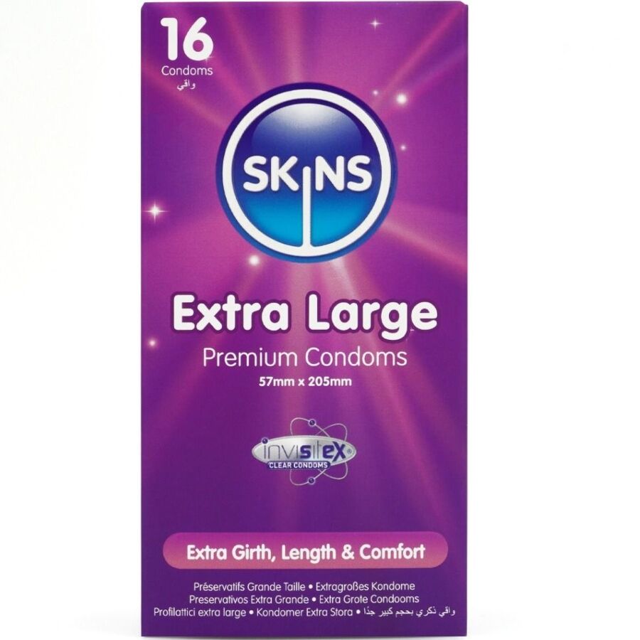 Pack de 16 préservatifs extra larges, sensation naturelle — SKINS