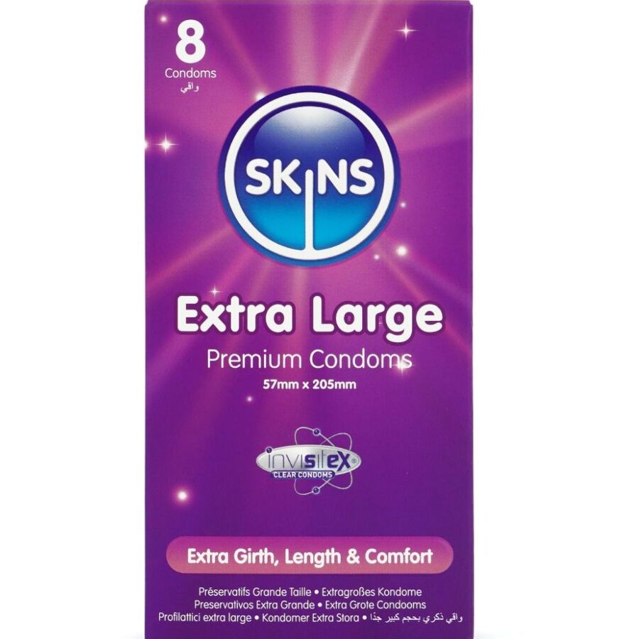 Pack de 8 préservatifs extra larges ultra fins — SKINS