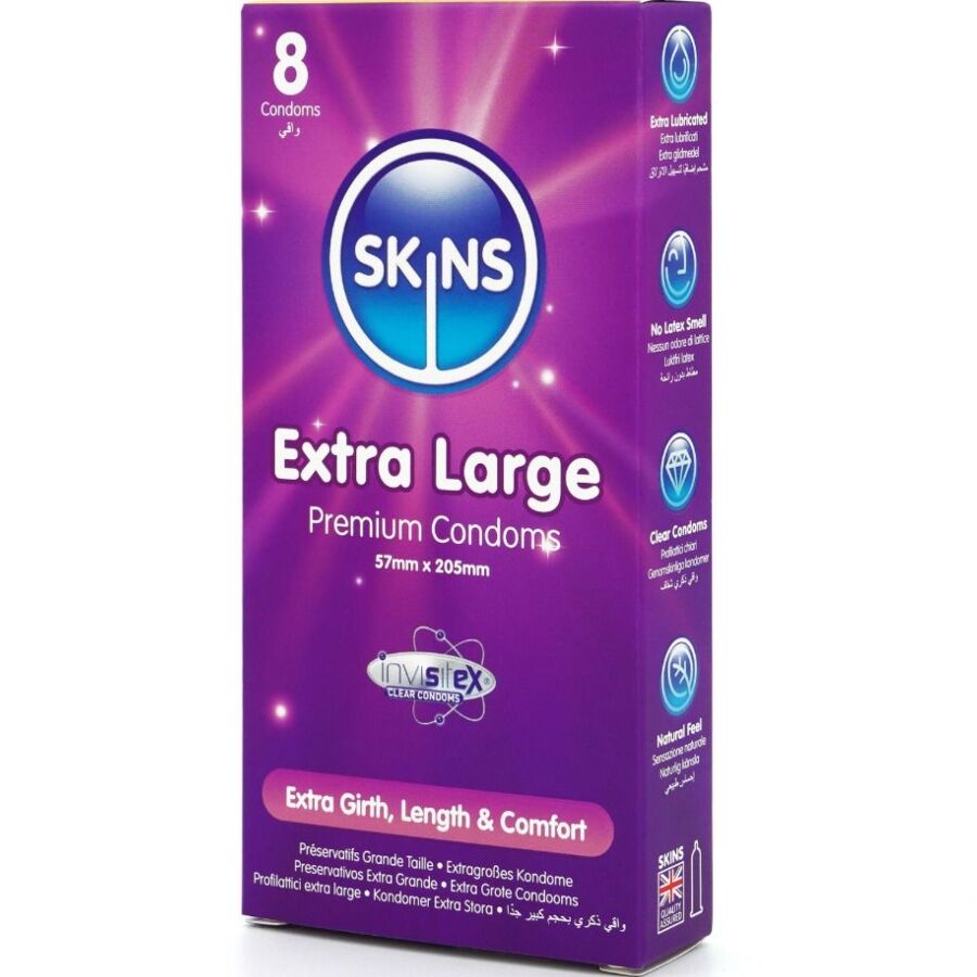 Pack de 8 préservatifs extra larges ultra fins — SKINS