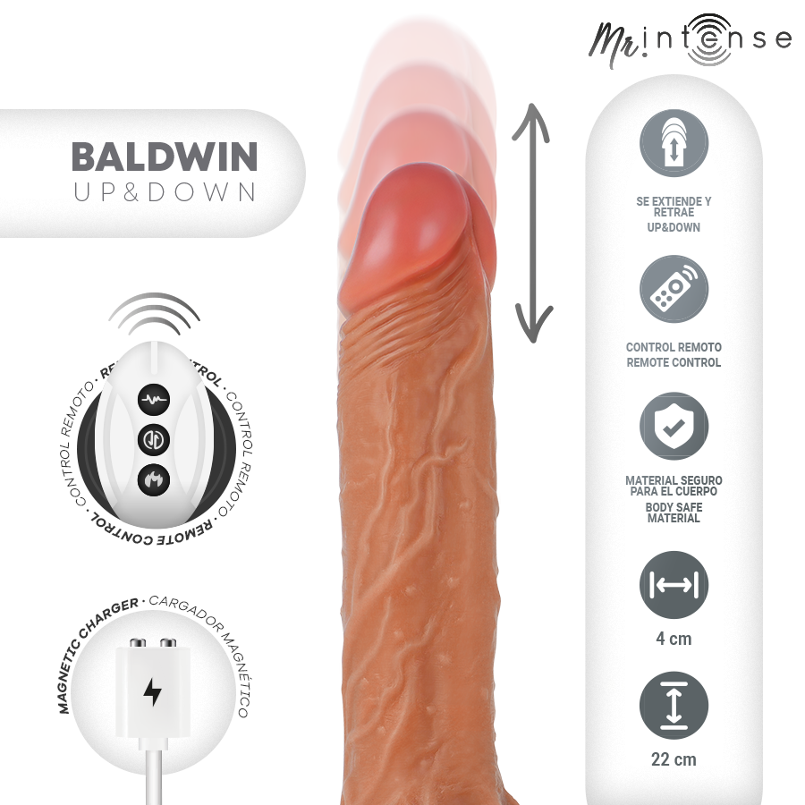 Baldwin réaliste multifonctionnel avec vibration et télécommande — MR. INTENSE HIGH TECH