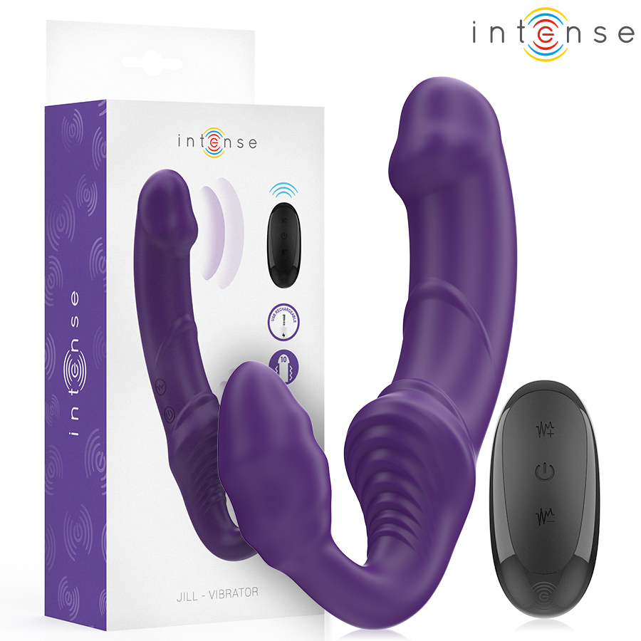 Vibromasseur JILL double stimulation 20 cm violet télécommandé — INTENSE REMOTE CONTROL