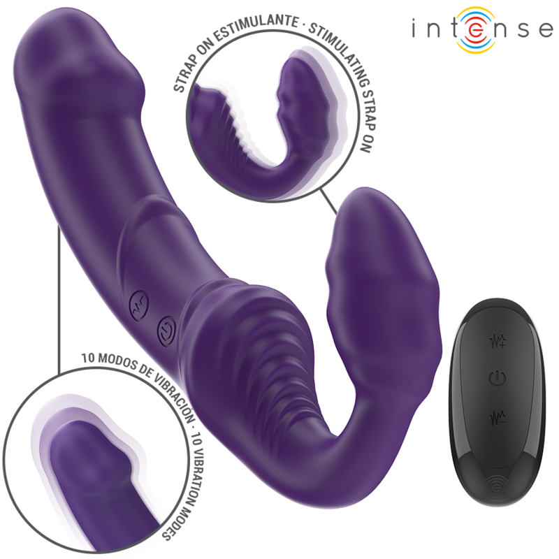 Vibromasseur JILL double stimulation 20 cm violet télécommandé — INTENSE REMOTE CONTROL