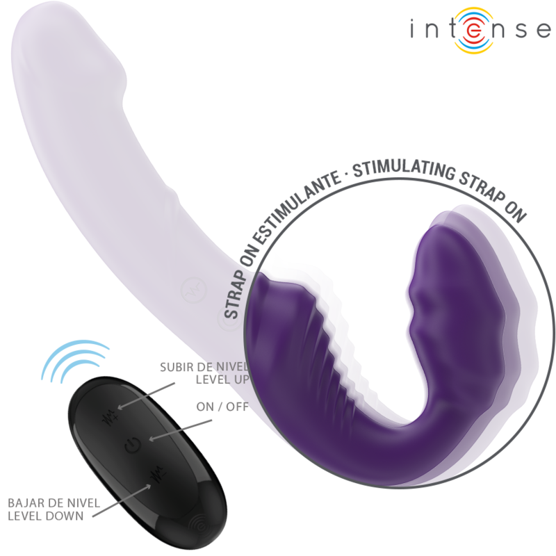Vibromasseur JILL double stimulation 20 cm violet télécommandé — INTENSE REMOTE CONTROL