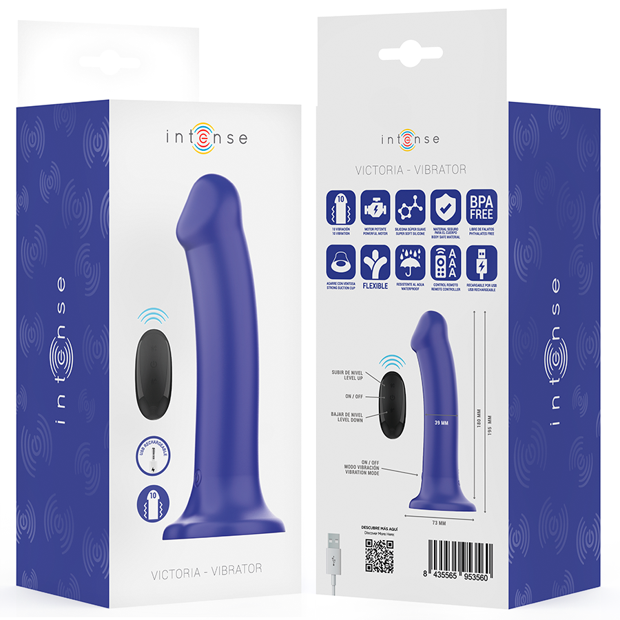 Vibromasseur Victoria à ventouse et télécommande, 10 vibrations — INTENSE REMOTE CONTROL