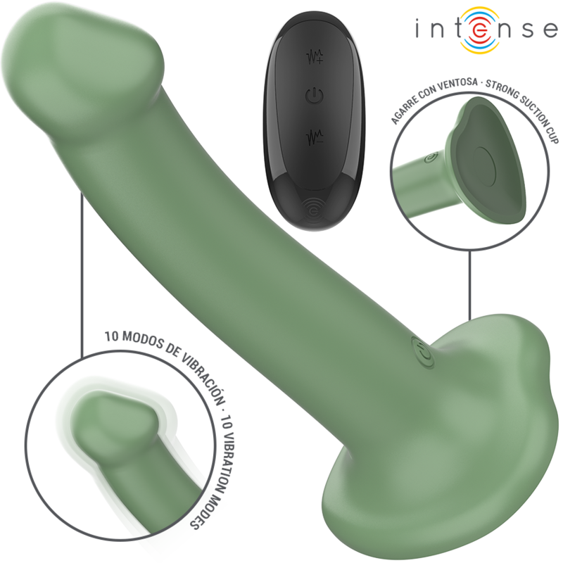 Vibromasseur ventouse télécommandé 10 vibrations vert — INTENSE REMOTE CONTROL