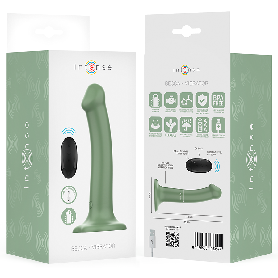 Vibromasseur ventouse télécommandé 10 vibrations vert — INTENSE REMOTE CONTROL