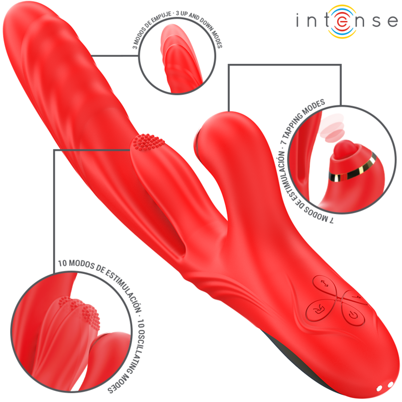 Vibrateur 3-en-1 rouge intense — INTENSE HIGH TECH