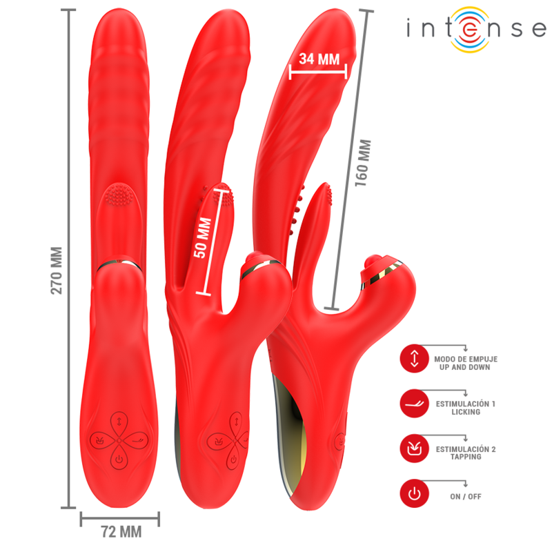 Vibrateur 3-en-1 rouge intense — INTENSE HIGH TECH