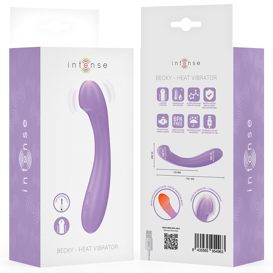 Vibromasseur chauffant Becky 19 cm 7 vibrations — INTENSE HIGH TECH