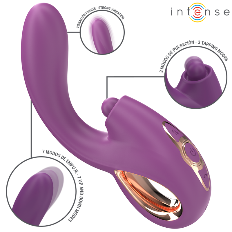 Vibromasseur point G multifonction taping, poussée et vibration violet — INTENSE HIGH TECH