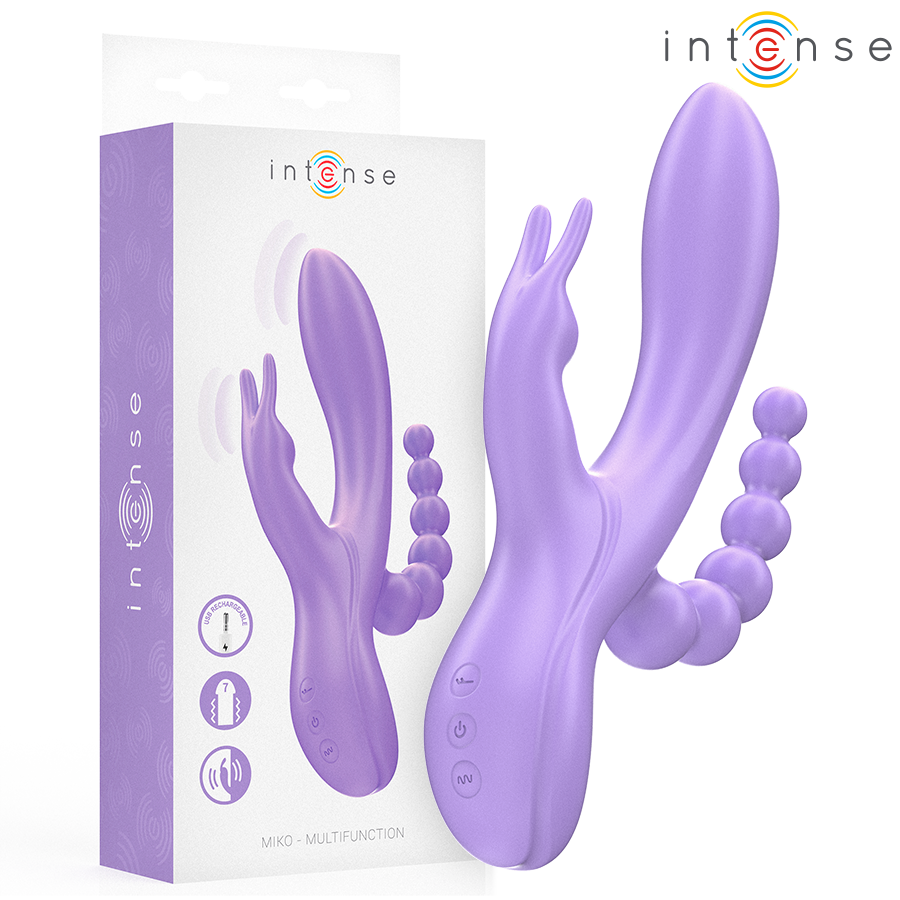 Triple stimulateur vibrant lapin avec stimulation anale — INTENSE HIGH TECH