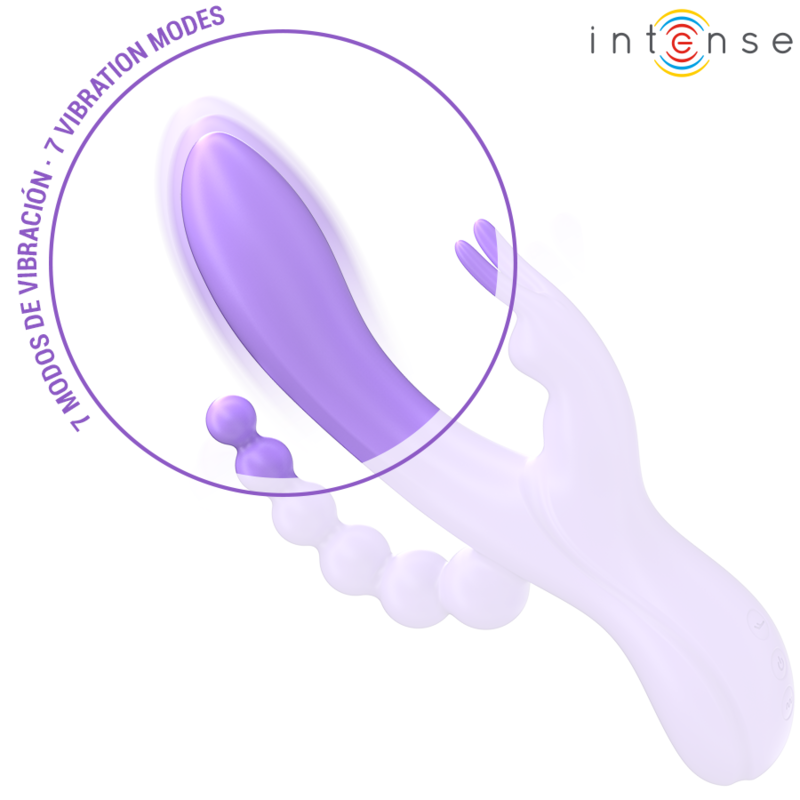 Triple stimulateur vibrant lapin avec stimulation anale — INTENSE HIGH TECH