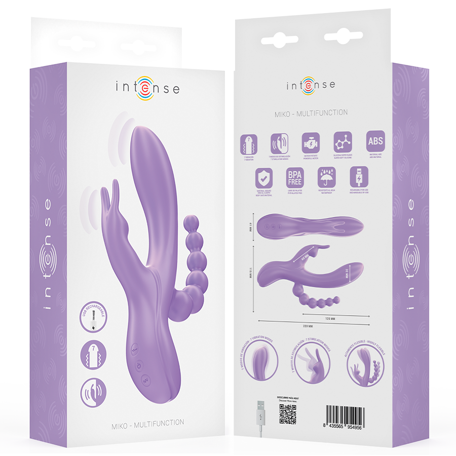 Triple stimulateur vibrant lapin avec stimulation anale — INTENSE HIGH TECH
