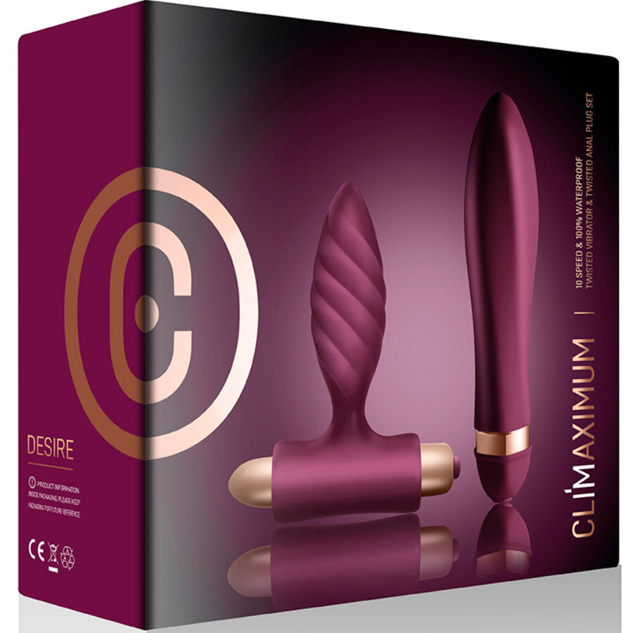 Coffret duo vibrant torsadé et plug anal — CLIMAXIMUM