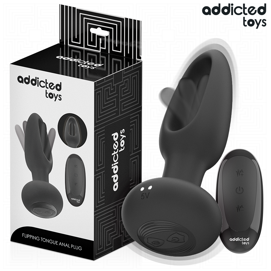Plug anal vibrant avec langue oscillante et télécommande — ADDICTED TOYS
