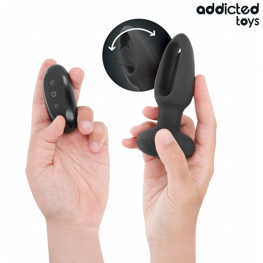 Plug anal vibrant avec langue oscillante et télécommande — ADDICTED TOYS