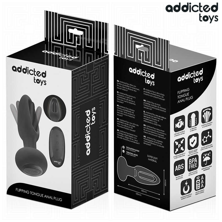 Plug anal vibrant avec langue oscillante et télécommande — ADDICTED TOYS