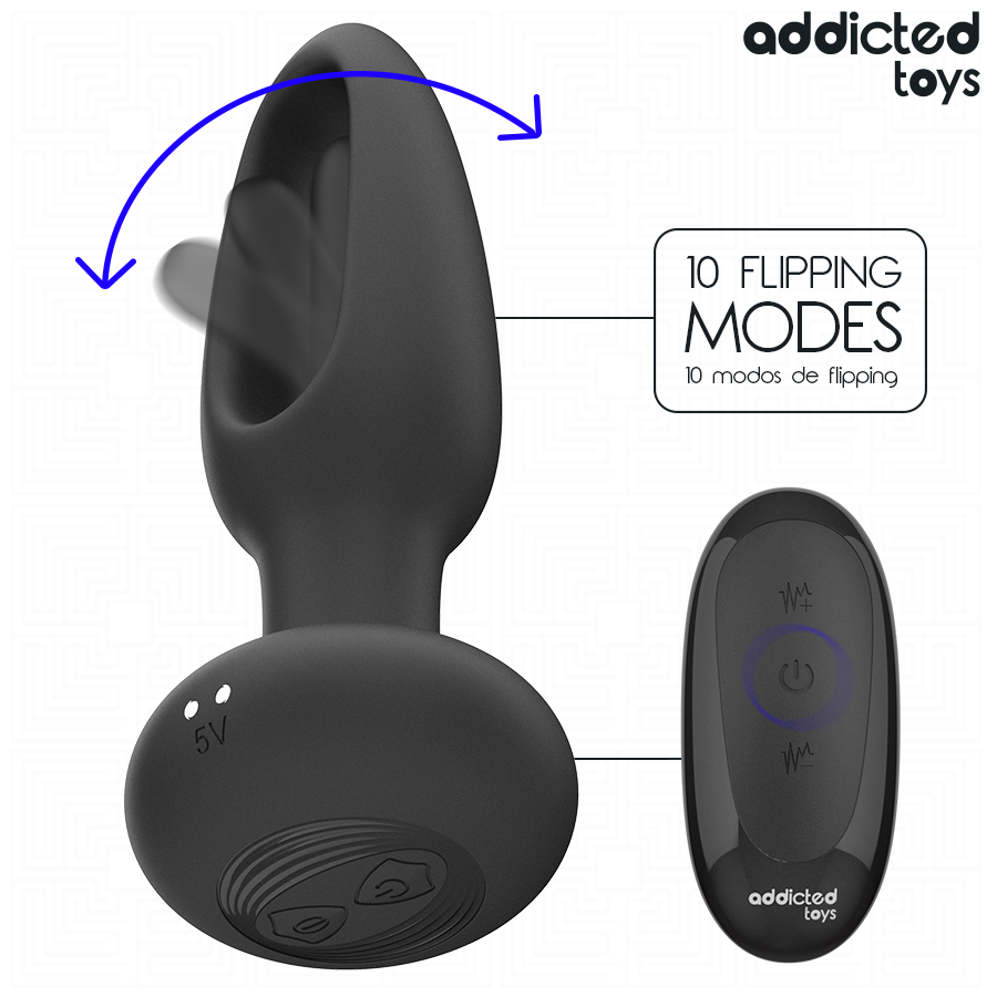 Plug anal vibrant avec langue oscillante et télécommande — ADDICTED TOYS