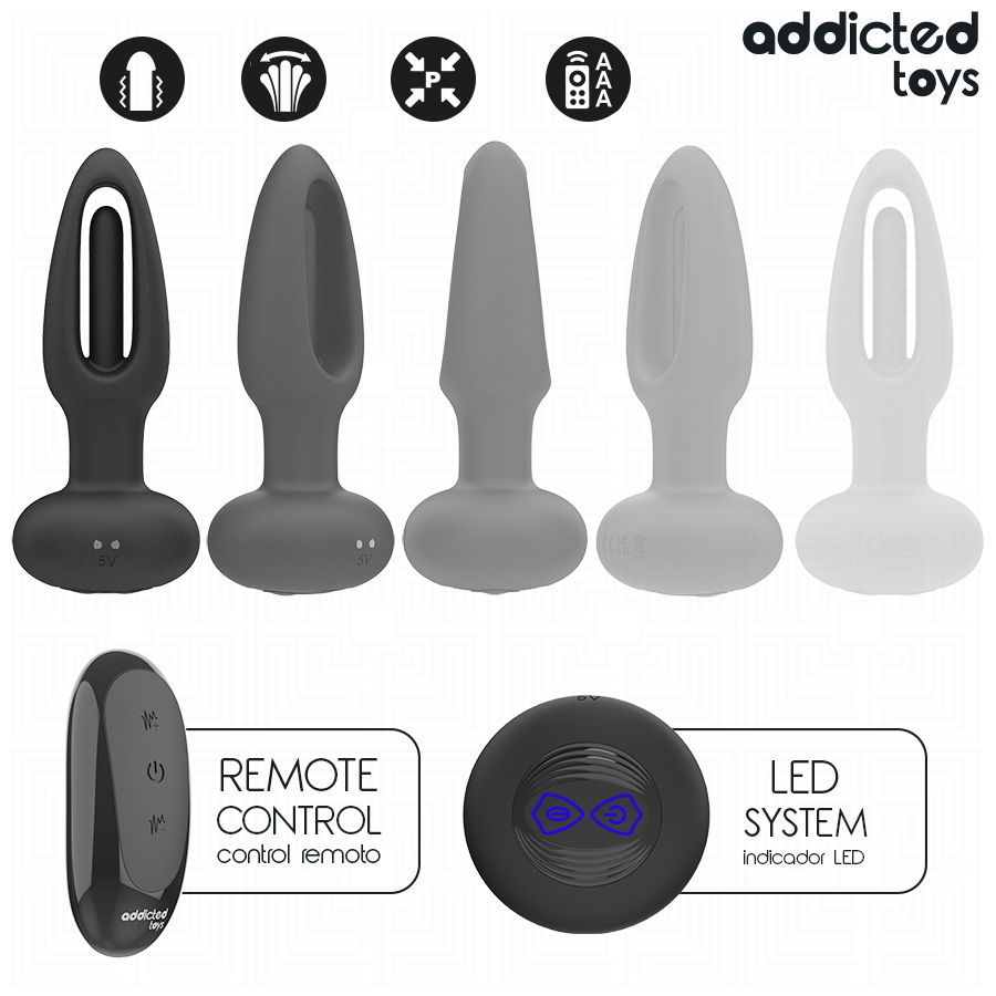 Plug anal vibrant avec langue oscillante et télécommande — ADDICTED TOYS
