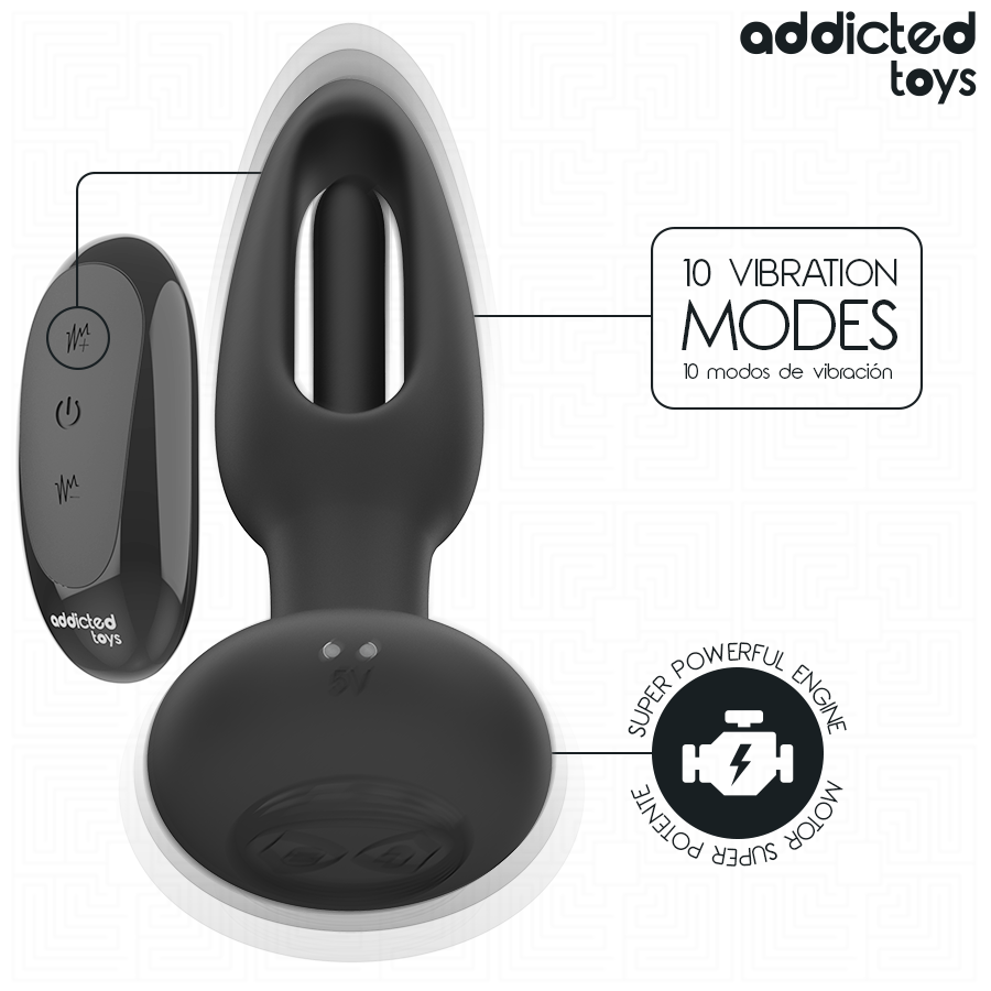 Plug anal vibrant avec langue oscillante et télécommande — ADDICTED TOYS