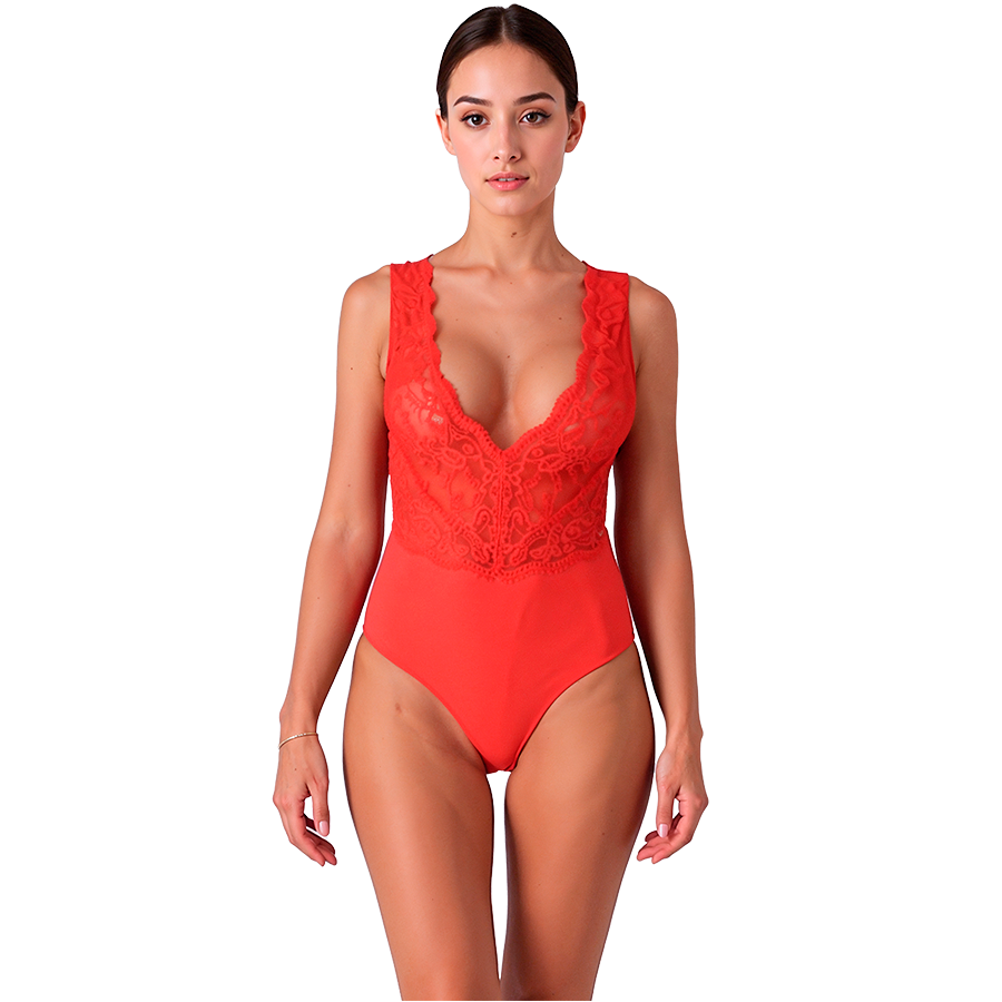 Body dentelle rouge EvaLie — PASSION WOMAN TEDDIES