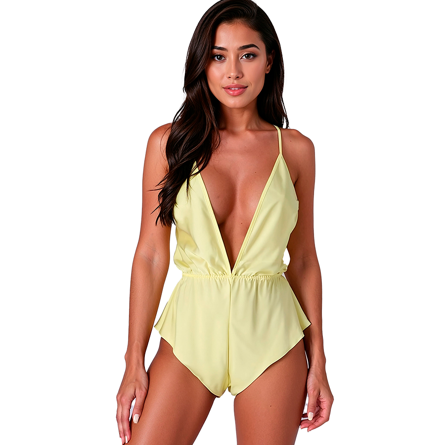 Body en satin dos nu citron — PASSION WOMAN TEDDIES