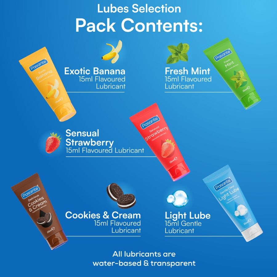 Coffret lubrifiants saveurs assorties 5 x 15 ml — PASANTE