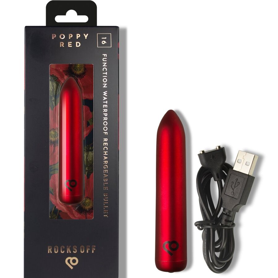 Stimulateur vibrant rechargeable rouge coquelicot — ROCKS-OFF