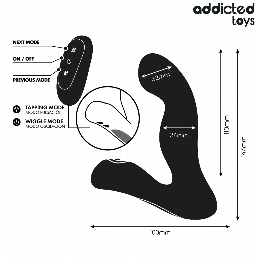 Masseur prostatique oscillant avec mode pulsation et télécommande — ADDICTED TOYS